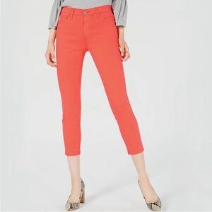 Ag Adriano Goldscmied Mid-Rise The Prima Crop Skinny Jeans in Orange